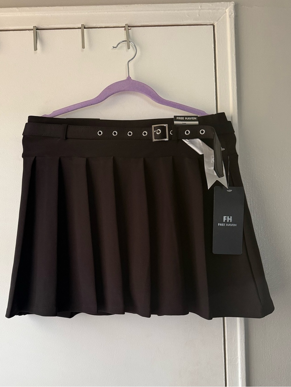 Free Haven Black Belted Pleated Skort XL NWT $35